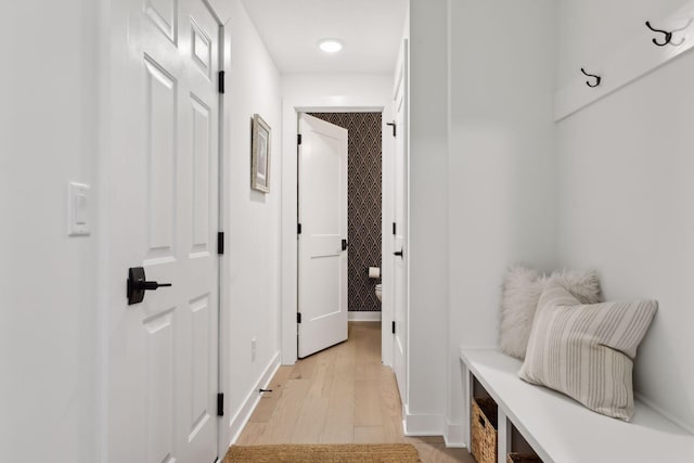 mudroom featuring light hardwood / wood-style flooring