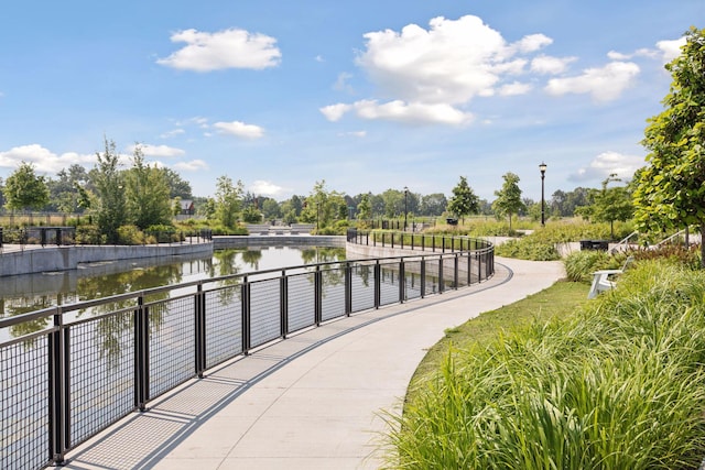 view of property's community with a water view