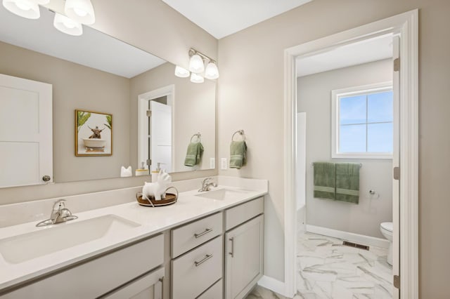 bathroom with toilet and vanity