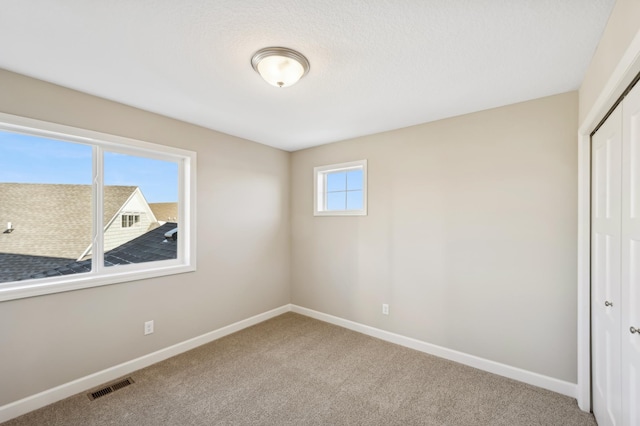 unfurnished room with carpet and a wealth of natural light