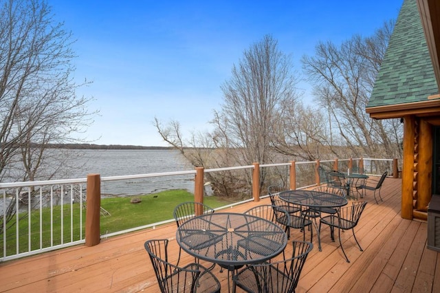 deck with a water view