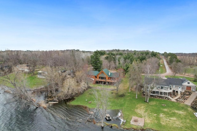 bird's eye view featuring a water view