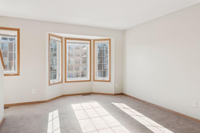 spare room with plenty of natural light and light colored carpet