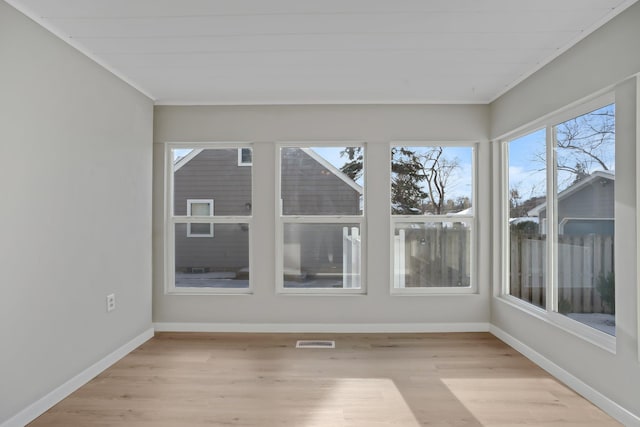 view of unfurnished sunroom