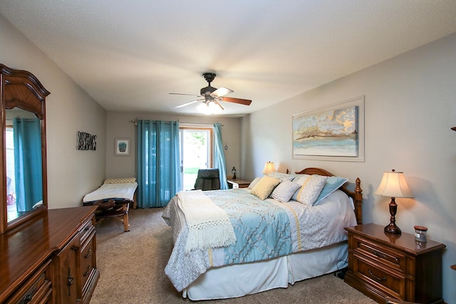 1406 Elsie Dr, Glencoe, MN 55336 - carpeted bedroom with access to outside and a ceiling fan