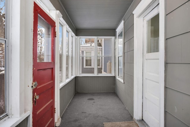 view of unfurnished sunroom