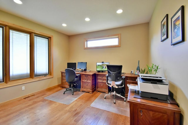 office featuring light hardwood / wood-style flooring