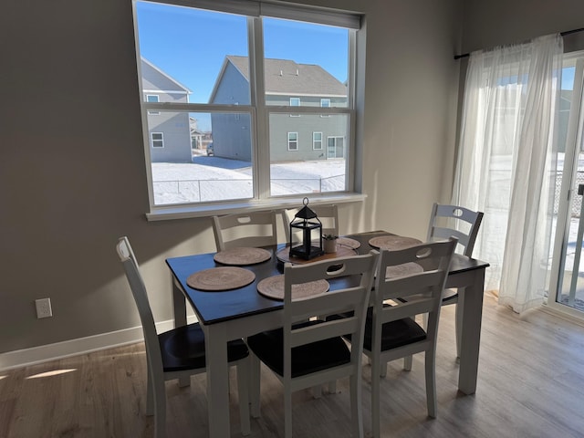 dining space featuring hardwood / wood-style floors