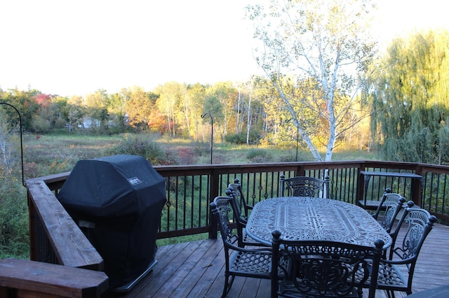 wooden terrace with grilling area