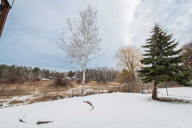 view of yard covered in snow