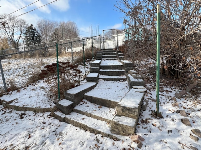 view of yard covered in snow