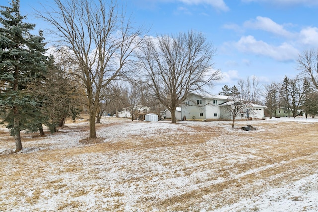 view of yard covered in snow