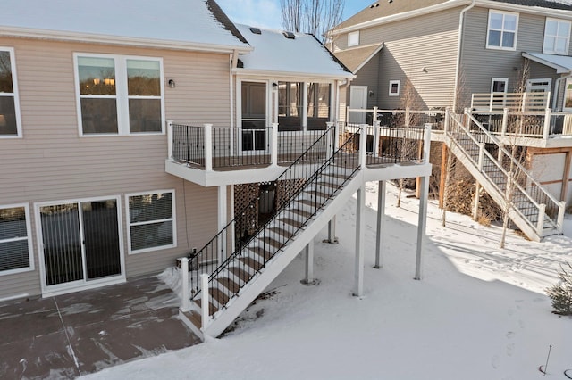 view of snow covered property