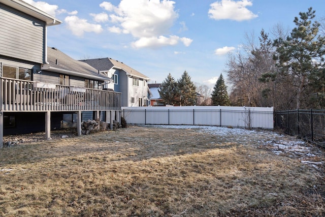 view of yard with a deck