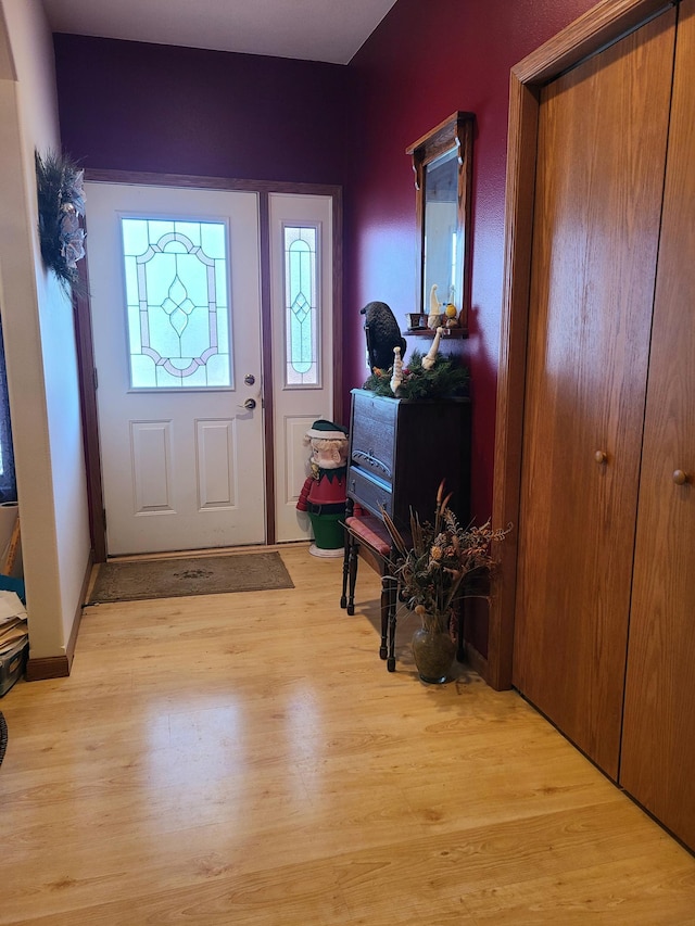 entrance foyer with light hardwood / wood-style floors