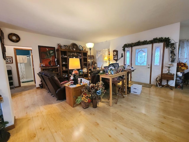 living room with light hardwood / wood-style floors