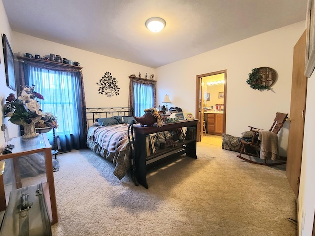 bedroom featuring carpet floors and ensuite bath