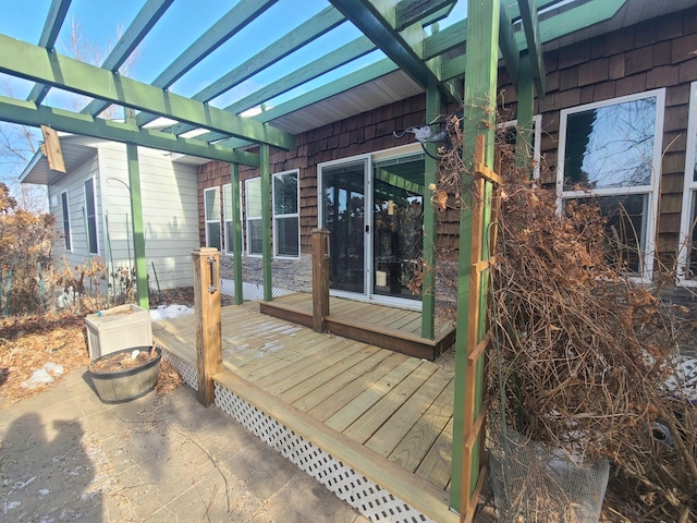 wooden terrace featuring a pergola