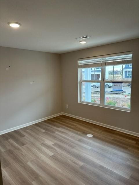 spare room with light hardwood / wood-style floors and plenty of natural light