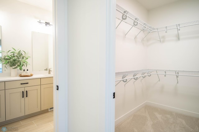 spacious closet featuring sink