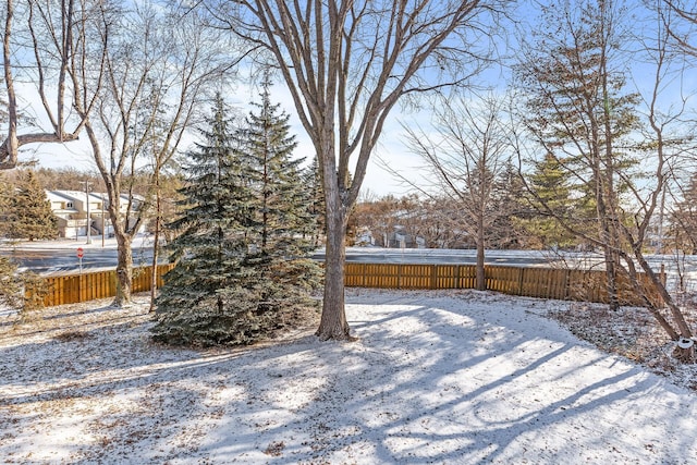 view of yard covered in snow