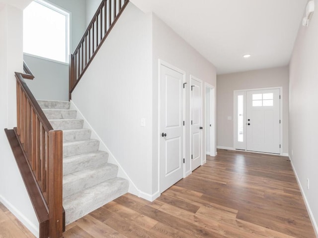 foyer with hardwood / wood-style floors