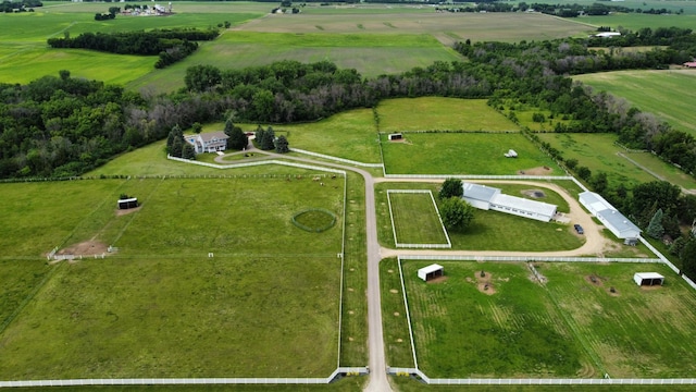 birds eye view of property featuring a rural view