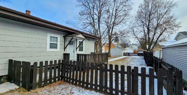 view of snow covered deck