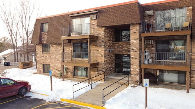 view of snow covered building