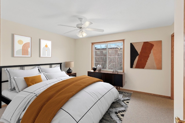 bedroom with carpet and ceiling fan