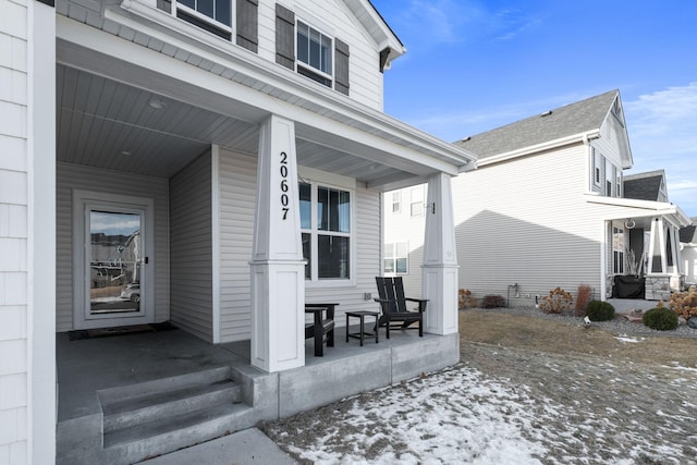 exterior space featuring covered porch