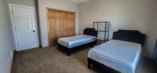 carpeted bedroom featuring a closet