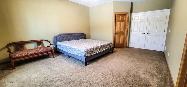 carpeted bedroom featuring a closet