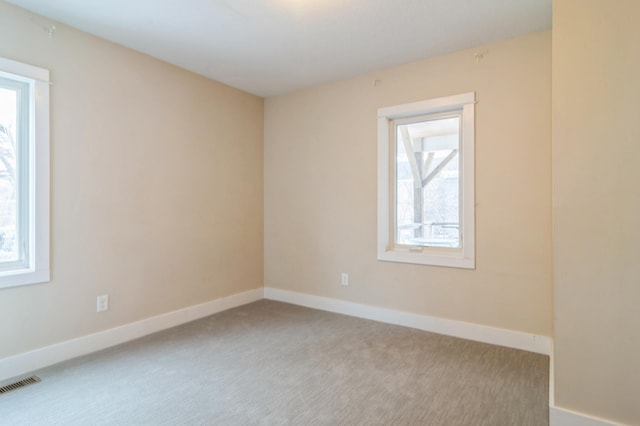 carpeted spare room with a wealth of natural light