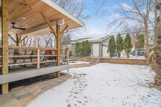 view of yard covered in snow