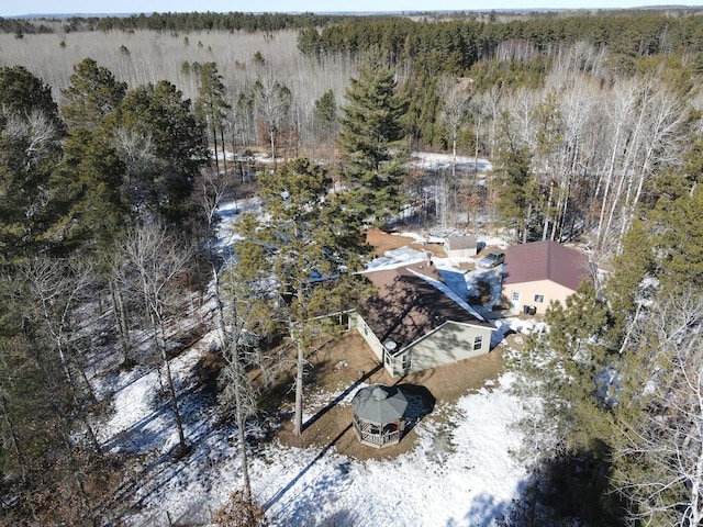 drone / aerial view with a forest view