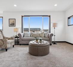 living room featuring light colored carpet and a wealth of natural light