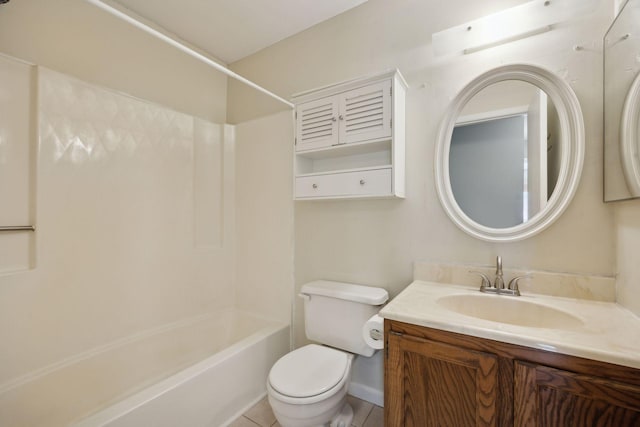 full bathroom featuring tile patterned floors, vanity, toilet, and bathing tub / shower combination