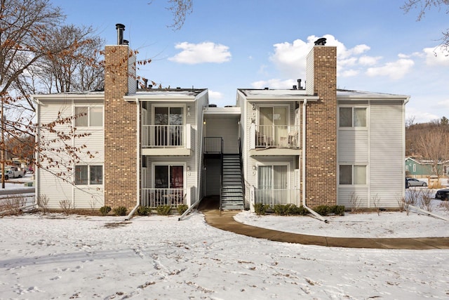 view of snow covered building