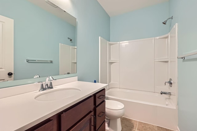 full bathroom with vanity, toilet, and tub / shower combination