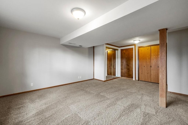 basement featuring carpet