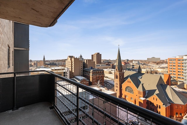 balcony featuring a view of city