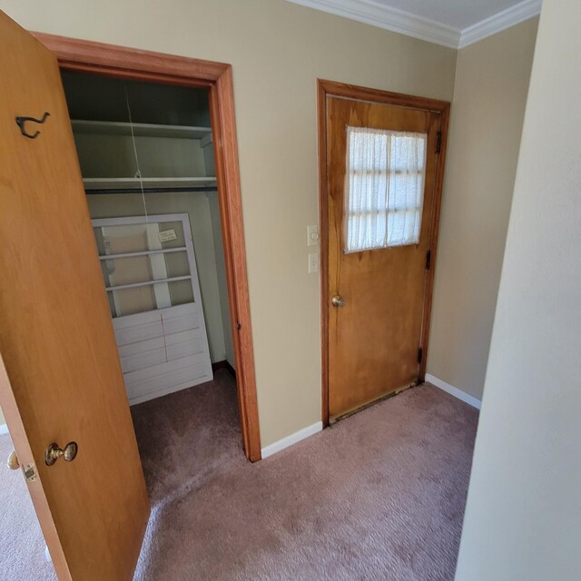 404 Vine St, Fergus Falls, MN 56537 - interior space featuring baseboards, ornamental molding, and carpet