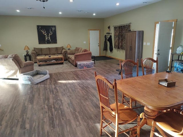 dining area with wood-type flooring