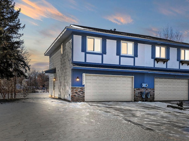 view of front of house with a garage