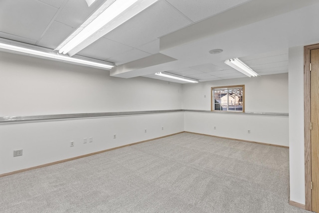 basement with light carpet