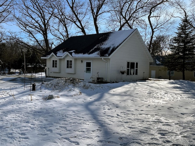 view of snow covered property