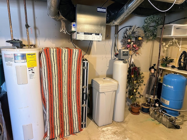 utility room featuring electric water heater