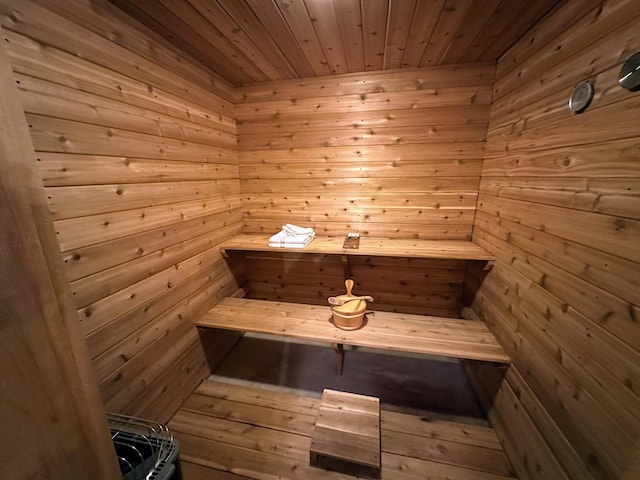 43561 Paul Lake Dr, Edna Twp, MN 56573 - relaxing sauna with wooden ceiling and wood walls