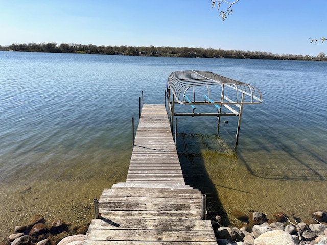 43561 Paul Lake Dr, Edna Twp, MN 56573 - dock featuring a water view and boat lift